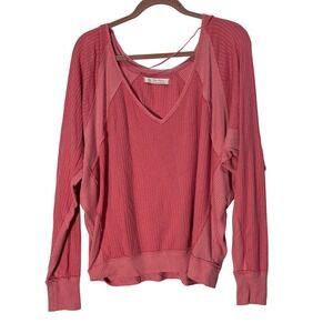 We The Free Free People Santa Clara Thermal Waffle Knit Long Sleeve Oversized S